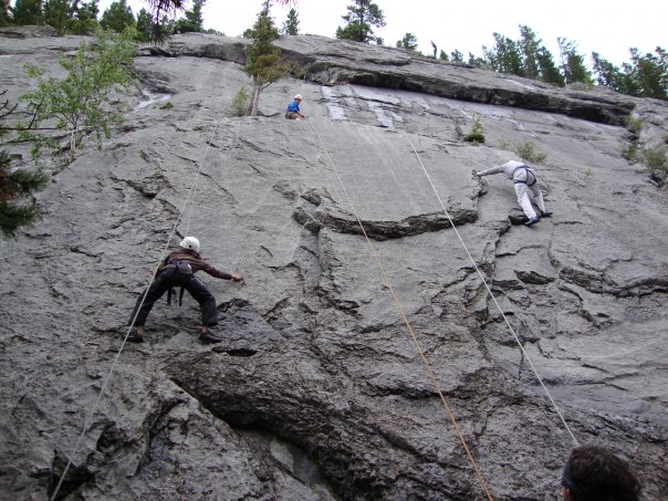 Trying rock climbing at Kananaskis Country, Alberta